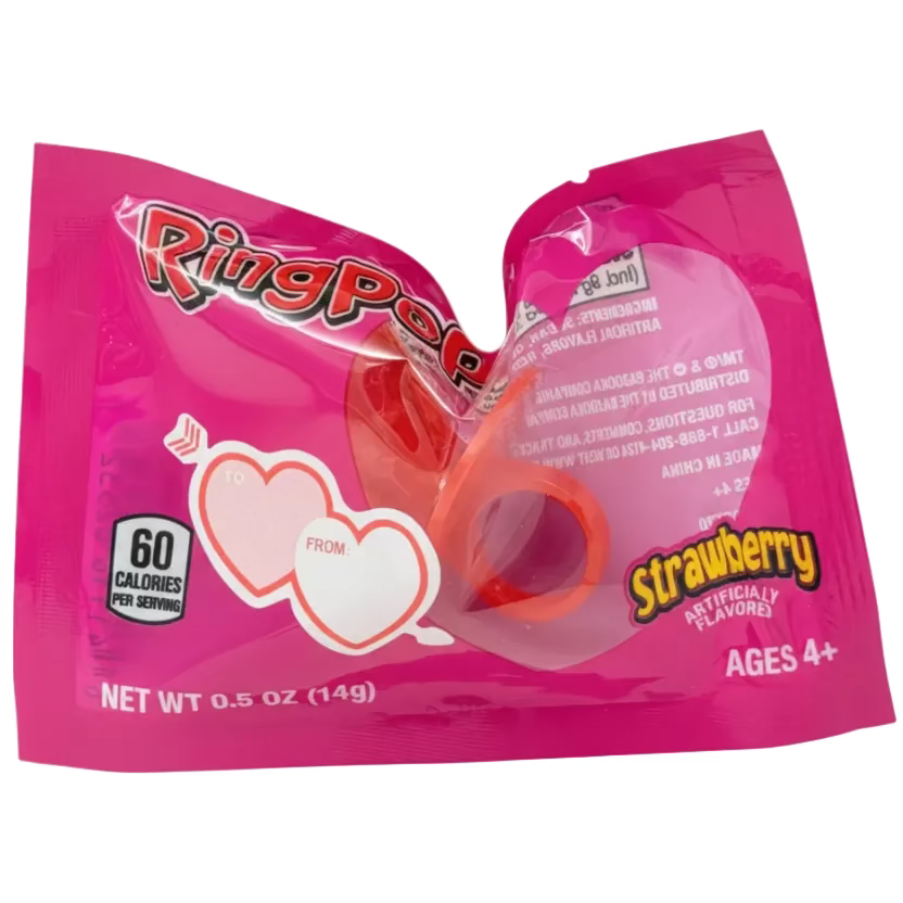 Valentine's Ring Pop Candy - 14g Strawberry