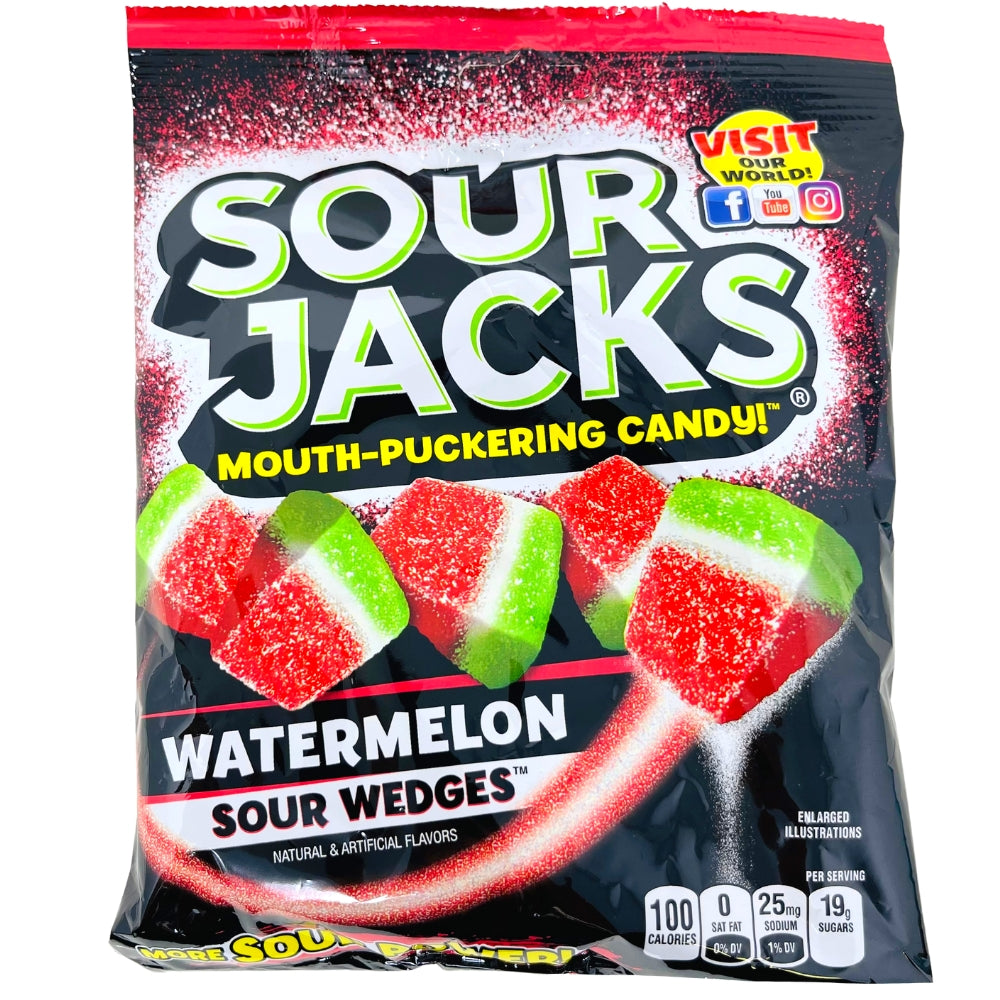 Sour Jacks Watermelon Mouth Puckering Candy - 5oz-Sour candy-Watermelon candy-Sour watermelon candy