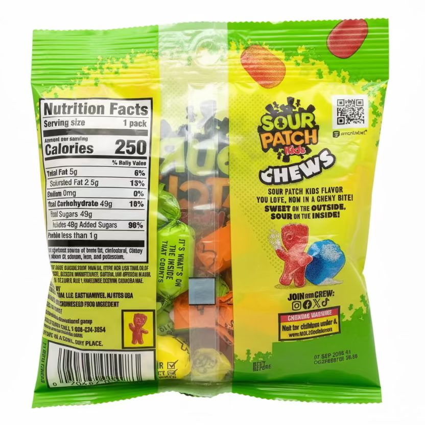 Sour Patch Kids Chews Assorted - 2.12oz Back