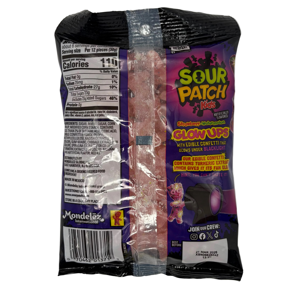 Sour Patch Kids Glow Ups - 6.7oz Ingredients and Nutrition Facts