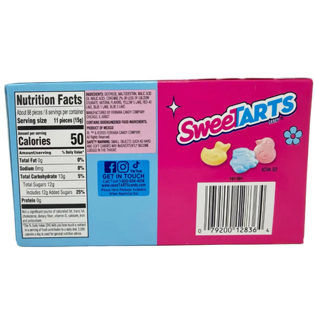 Sweetarts Chicks, Ducks & Bunnies Theatre Pack - 4.5oz Nutrition Facts and Ingredients