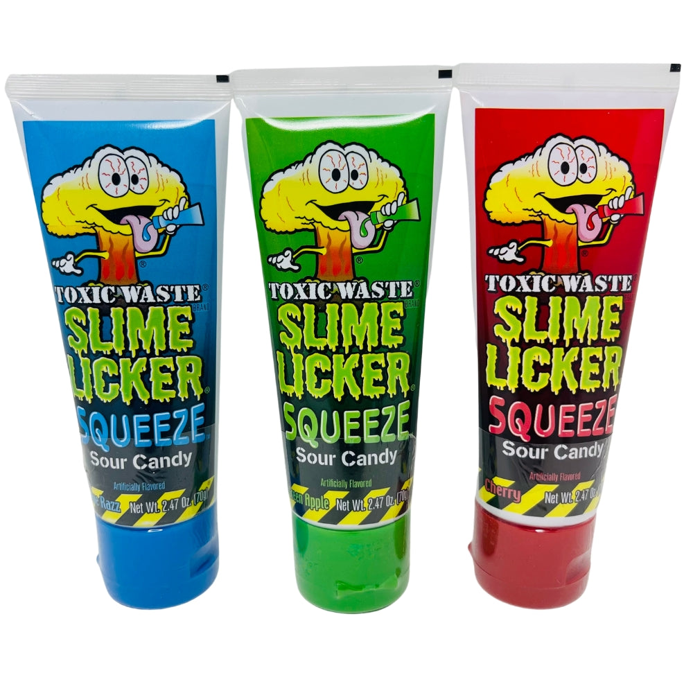 Toxic Waste Slime Licker Squeeze, Toxic Waste Slime Licker Squeeze, Sour candy fun, Neon-colored excitement, Intense sourness, Zesty flavor layers, Taste adventure, Sweet and sour treat, Electrifying slime, Daring candy experience, Sensational fun, toxic waste, toxic waste candy, sour candy