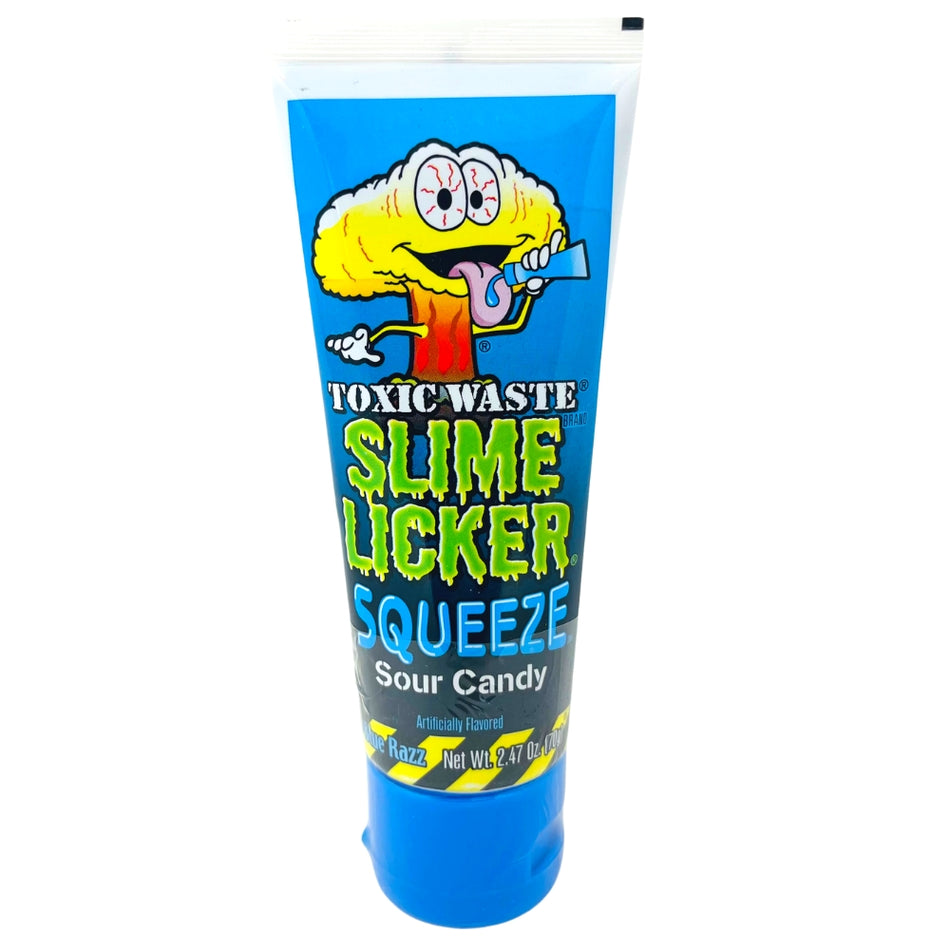 Toxic Waste Slime Licker Squeeze blue raspberry, Toxic Waste Slime Licker Squeeze, Sour candy fun, Neon-colored excitement, Intense sourness, Zesty flavor layers, Taste adventure, Sweet and sour treat, Electrifying slime, Daring candy experience, Sensational fun, toxic waste, toxic waste candy, sour candy