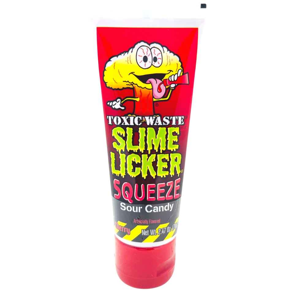 Toxic Waste Slime Licker Squeeze cherry, Toxic Waste Slime Licker Squeeze, Sour candy fun, Neon-colored excitement, Intense sourness, Zesty flavor layers, Taste adventure, Sweet and sour treat, Electrifying slime, Daring candy experience, Sensational fun, toxic waste, toxic waste candy, sour candy