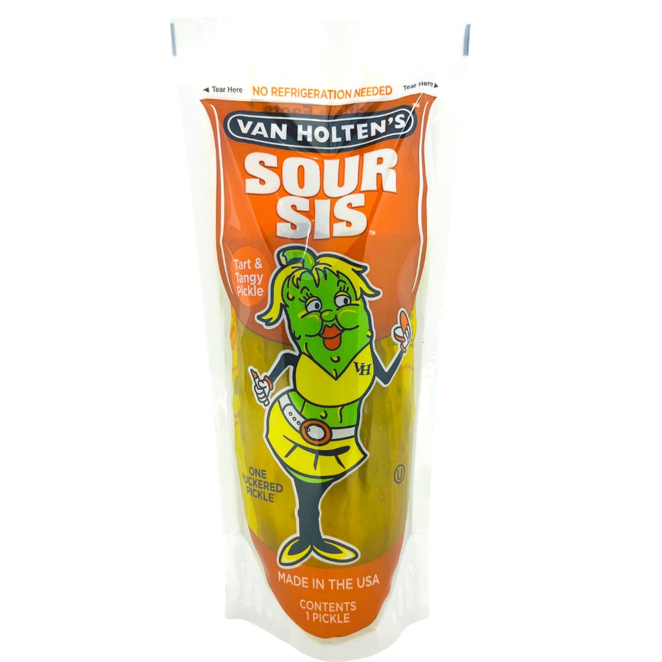 Van Holten's Sour Sis Jumbo Pickle, Van Holten's Sour Sis Jumbo Pickle, Pucker up and embrace, Sassy side of snacking, Tangy and tantalizing treat, Perfect blend of sass and sourness, Burst of flavor, Zesty snack, Sassy twist to your day, Sour delight, Seriously delicious fun, van holten pickles, van holten
