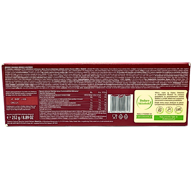 Wawel Brownie & Raspberry Filled Chocolate (Poland) - 252g
