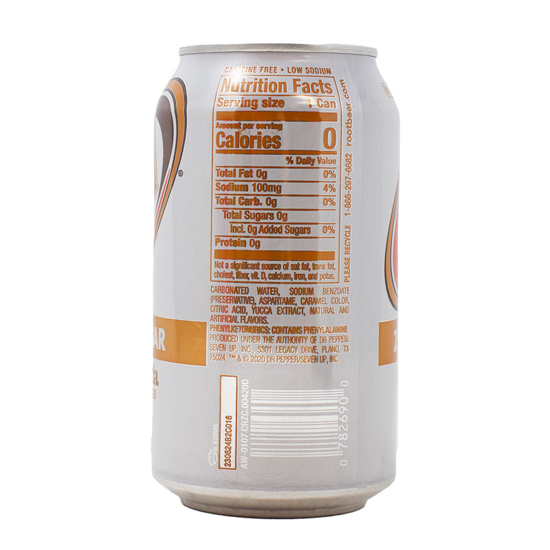 A&W Zero Sugar Cream Soda - 355mL Nutrition Facts Ingredients-Cream Soda-Sugar Free Drinks