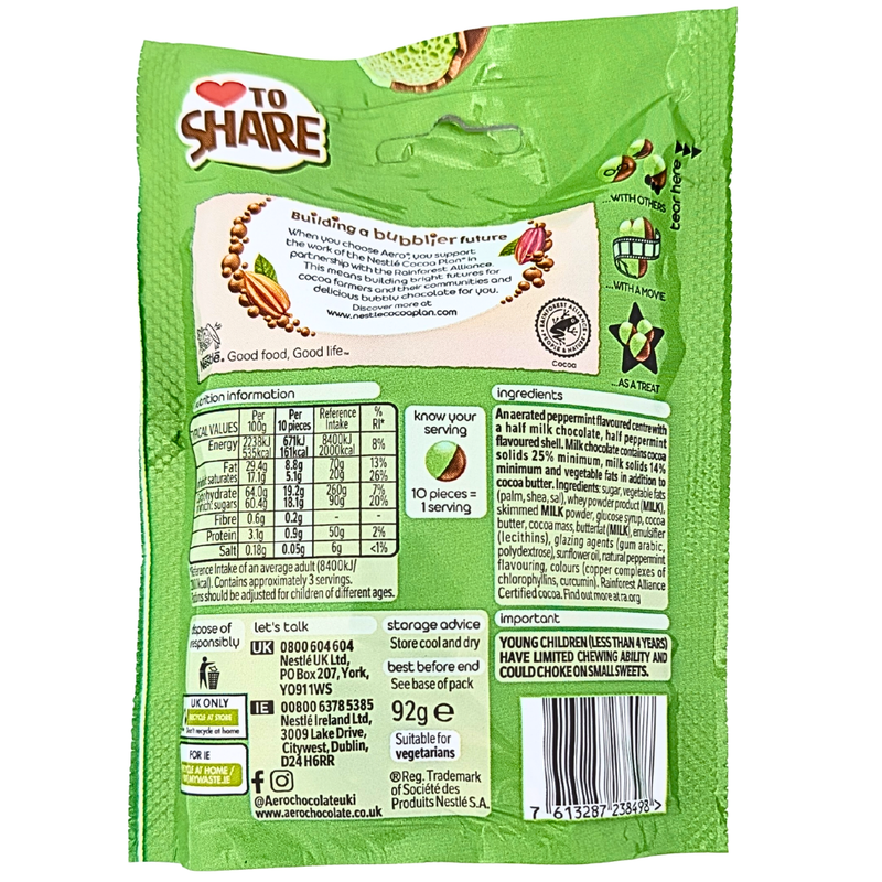 Aero Bubbles Peppermint Pouch UK - 92g