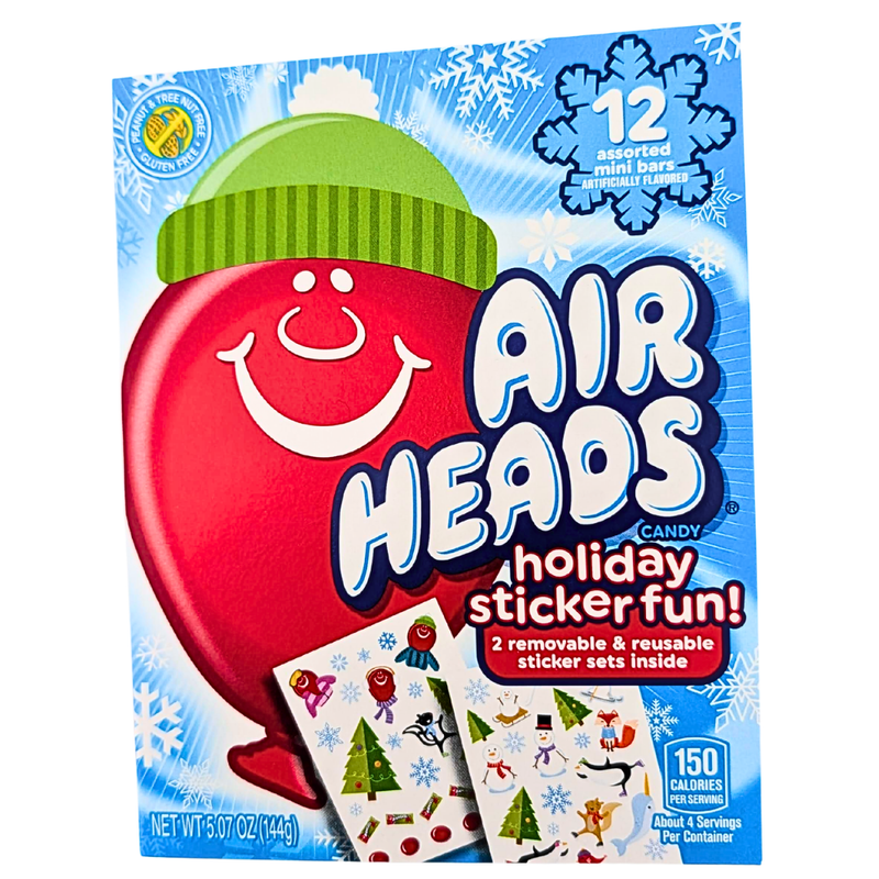 Airheads 12 Assorted Mini Bars with Holiday Sticker Fun - 12oz
