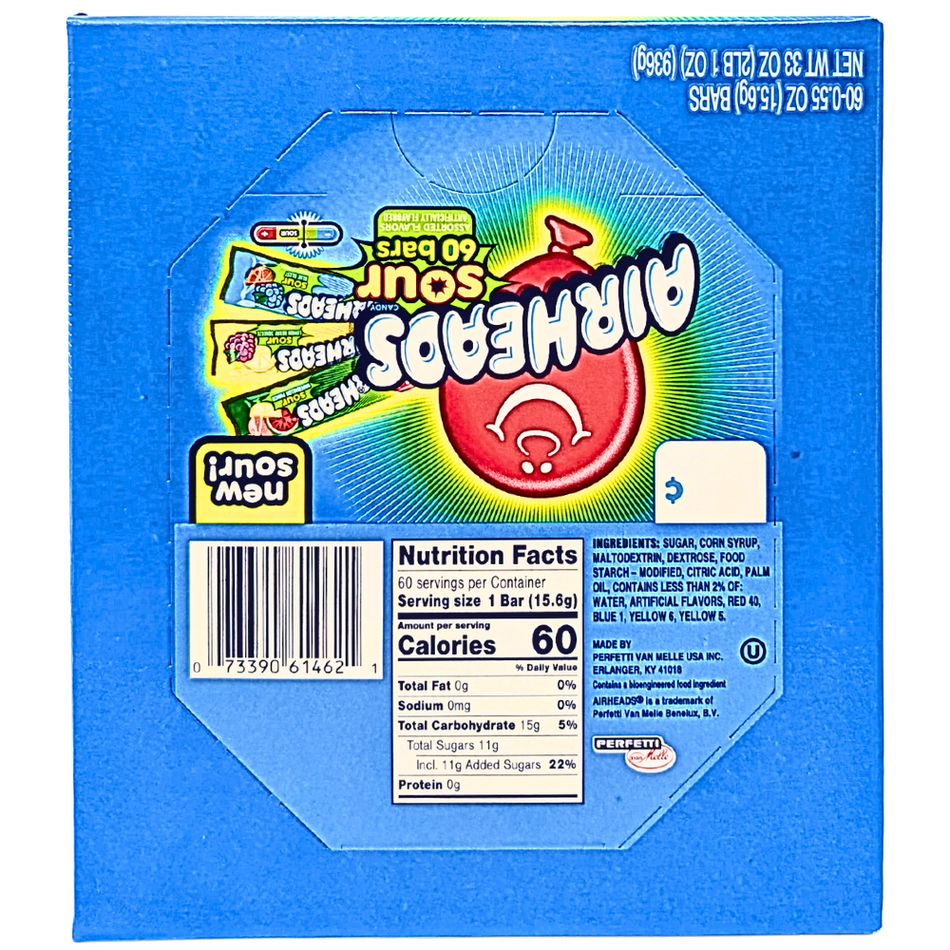 Airheads Sour Taffy 60 Assorted Bars - 33oz