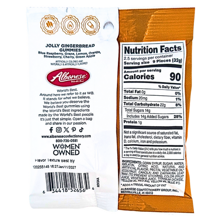 Albanese Jolly Gingerbread Gummies - 3oz