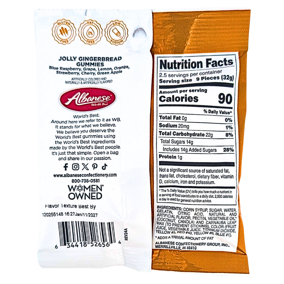 Albanese Jolly Gingerbread Gummies - 3oz