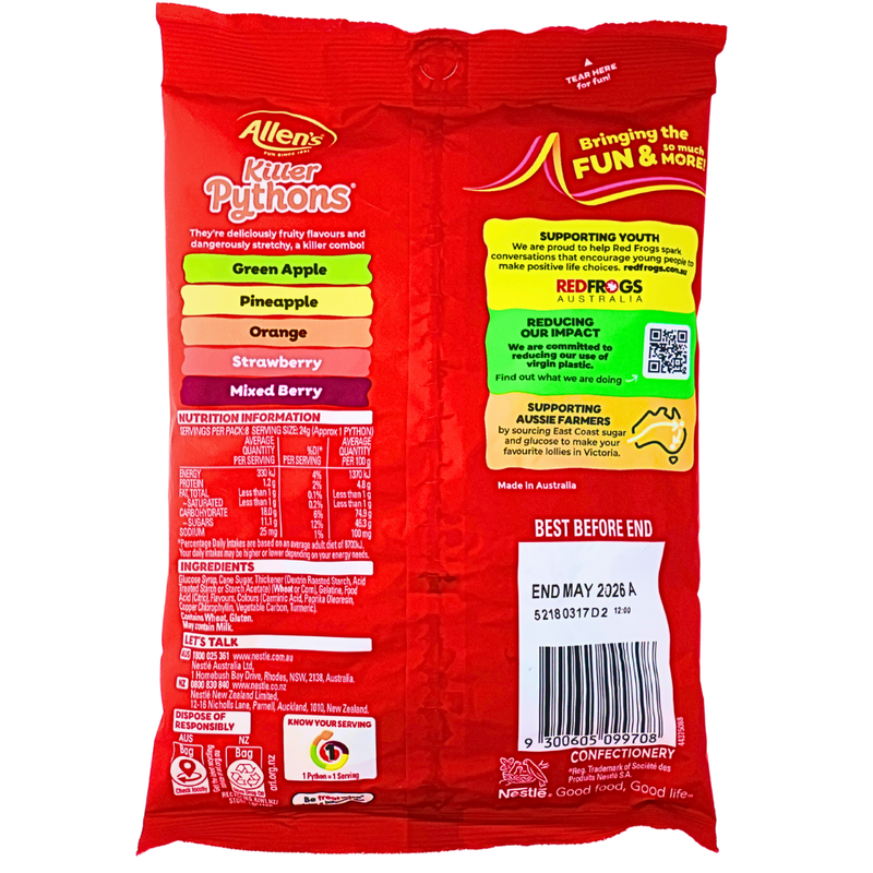 Allen's Python Berry Allen's Killer Pythons (Australia) - 192g | Candy Funhouse US