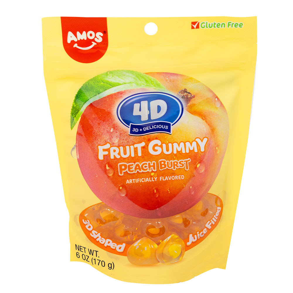 Amos 4D Fruit Gummy Peach Burst - 6oz | Candy Funhouse – Candy Funhouse US