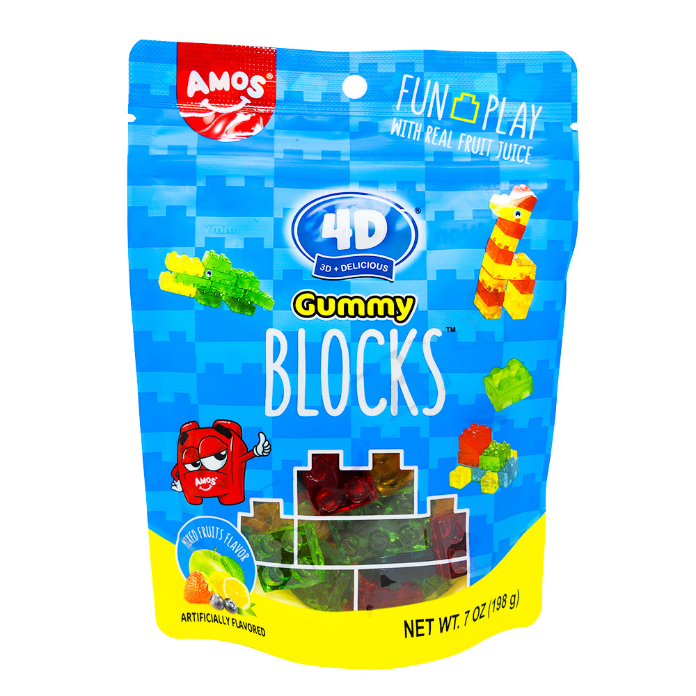 Amos 4D Creative Building Blocks Gummy Candy - 7oz