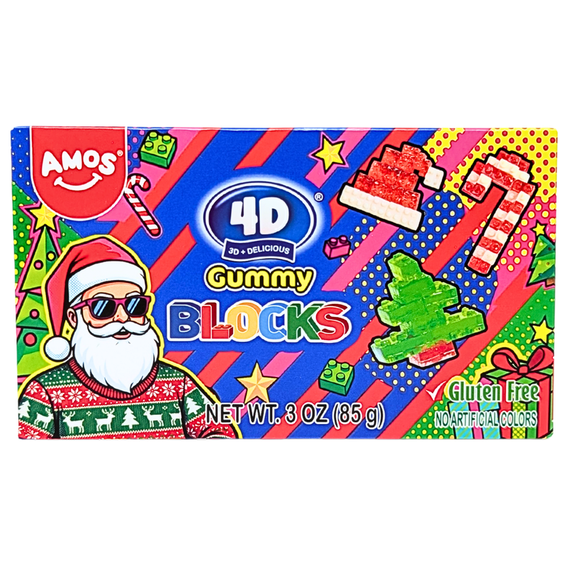 Amos 4D Gummy Blocks Santa Theatre Box - 3oz