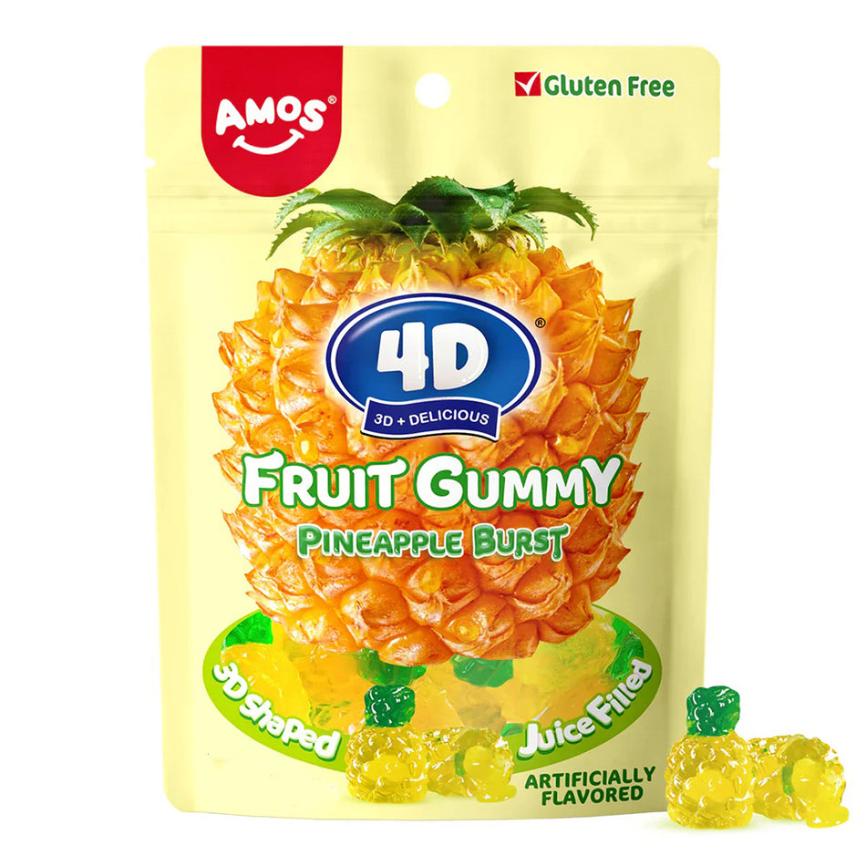 Amos 4D Fruit Gummy Pineapple Burst - 6oz