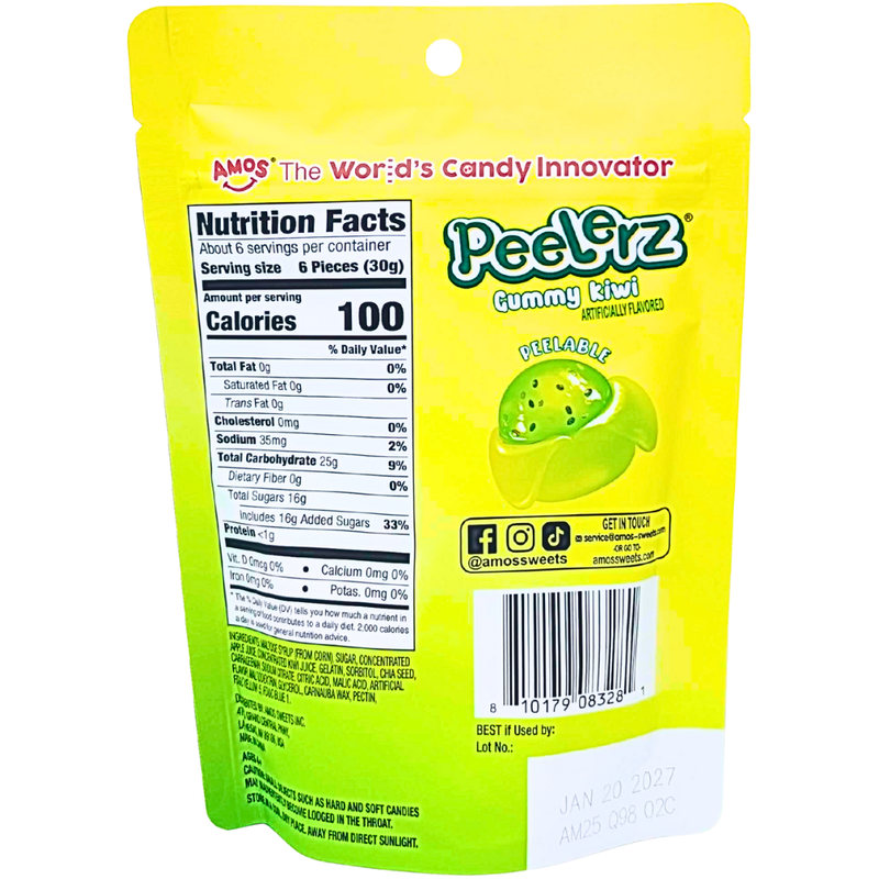 Amos Peelerz Gummy Kiwi - 6oz | Candy Funhouse US