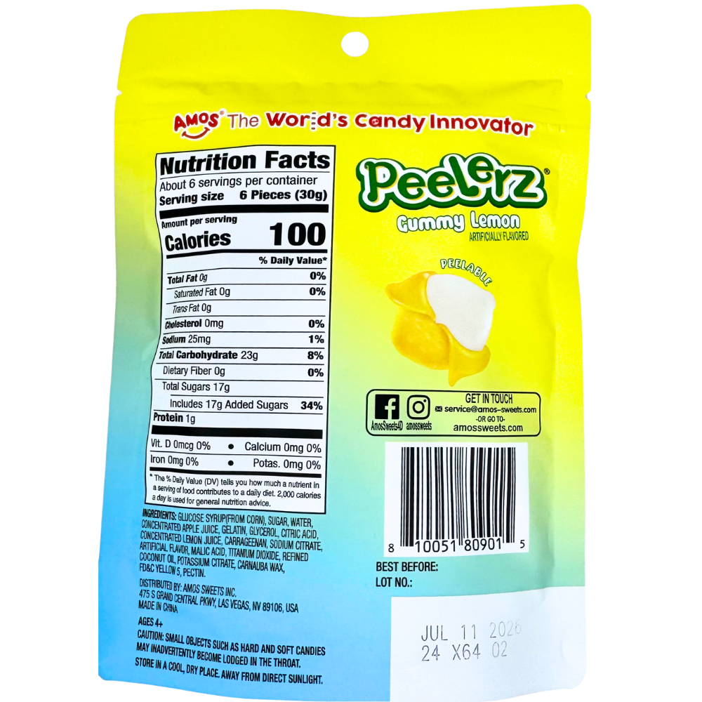 Amos Peelerz Gummy Lemon - 6oz
