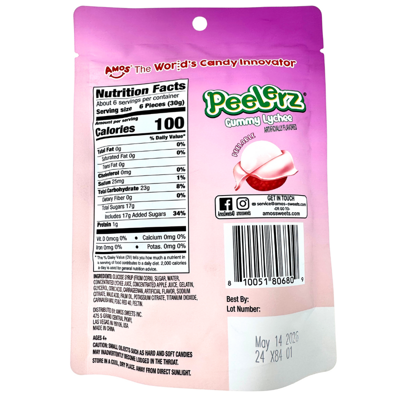 Amos Peelerz Gummy Lychee - 6oz