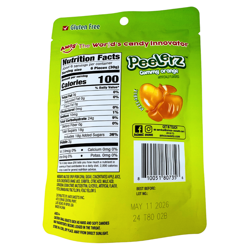 Amos Peelerz Gummy Orange - 6oz