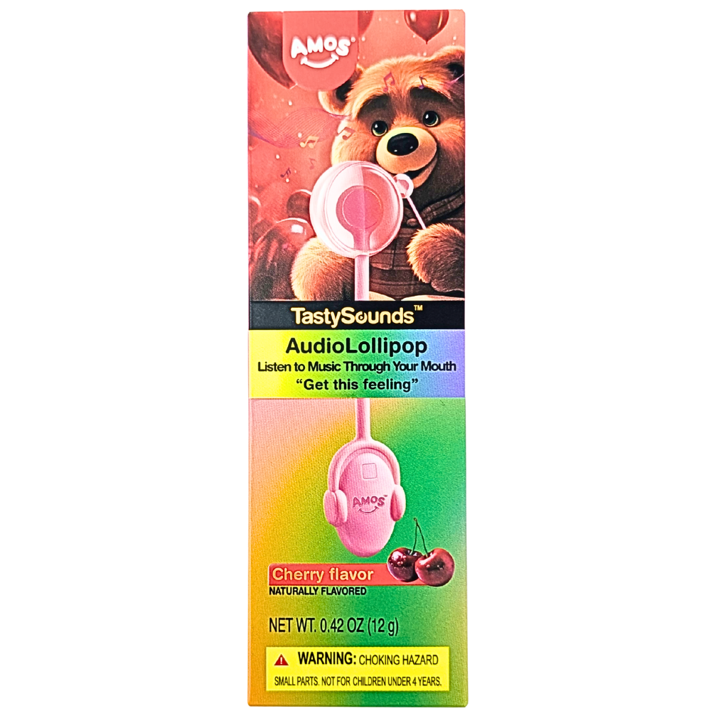 Amos TastySounds Audio Lollipop - Cherry - 0.42oz