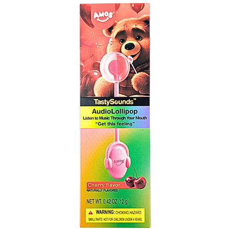 Amos TastySounds Audio Lollipop - Cherry - 0.42oz