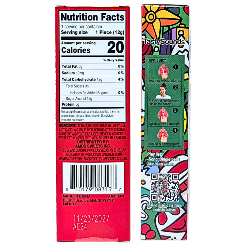 Amos TastySounds Christmas Music Lollipop - 0.42oz