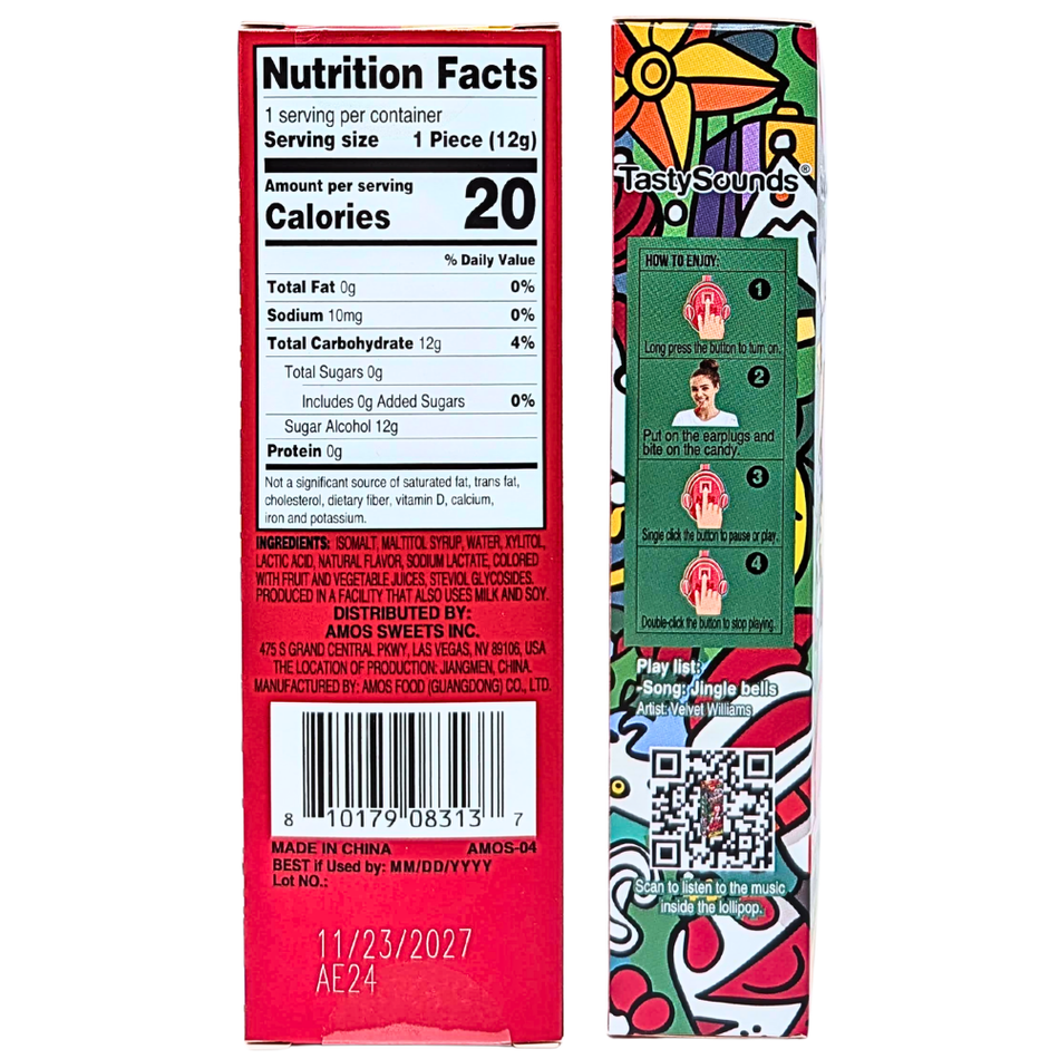 Amos TastySounds Christmas Music Lollipop - 0.42oz