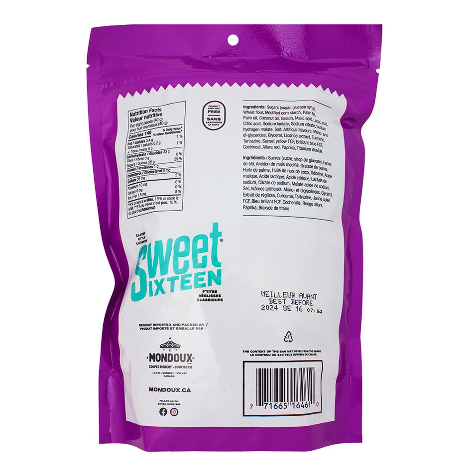 Sweet Sixteen Assorted Licorice - 400g Nutrition Facts Ingredients