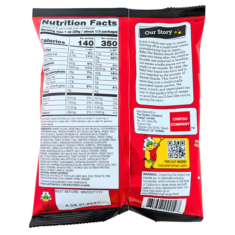 Baby Star Crunchy Ramen Snack Red Chili - 70g