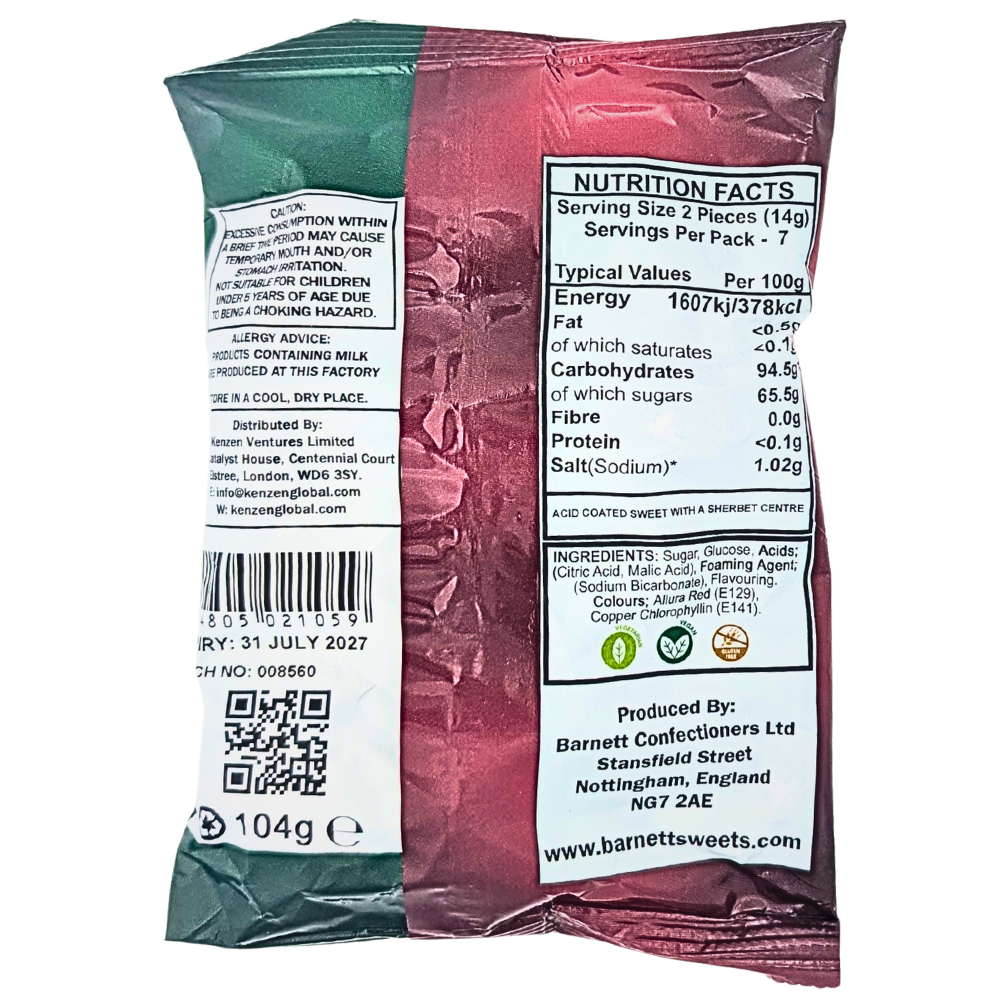 Barnetts Mega Sour Watermelon (UK) - 104g