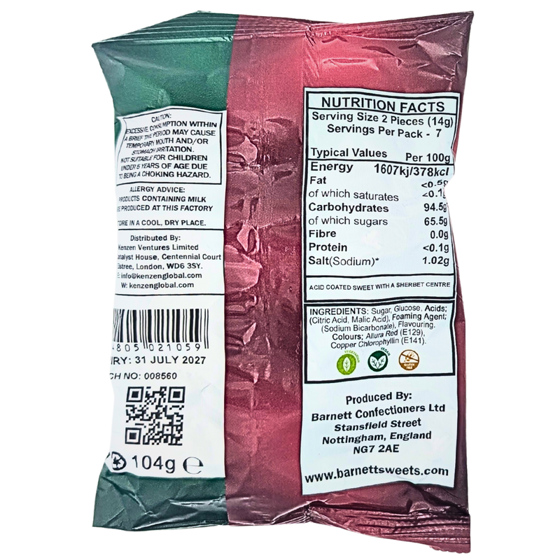 Barnetts Mega Sour Watermelon (UK) - 104g
