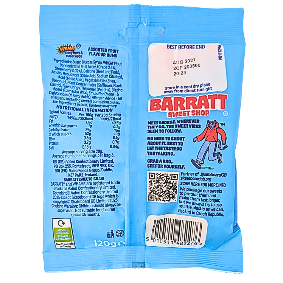 Barratt WHAM Fizzy Belts & Sweet Eggs (UK) - 120g
