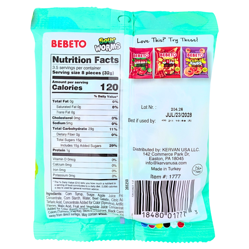 Bebeto Sour Worms Gummy - 4oz