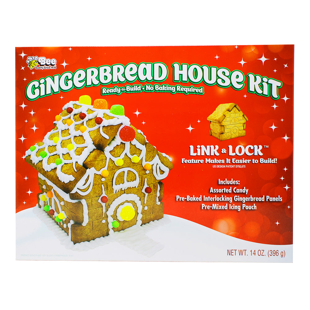 Bee Gingerbread House Kit - 14oz-Gingerbread Cookies-Gingerbread House Ideas Best-Christmas Cookies