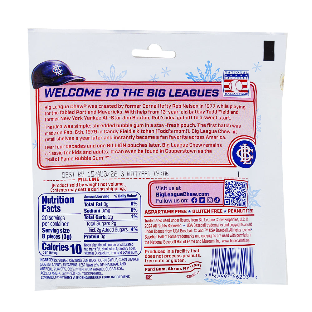 Big League Chew Pickoff Peppermint - 2.14oz  Nutrition Facts Ingredients
