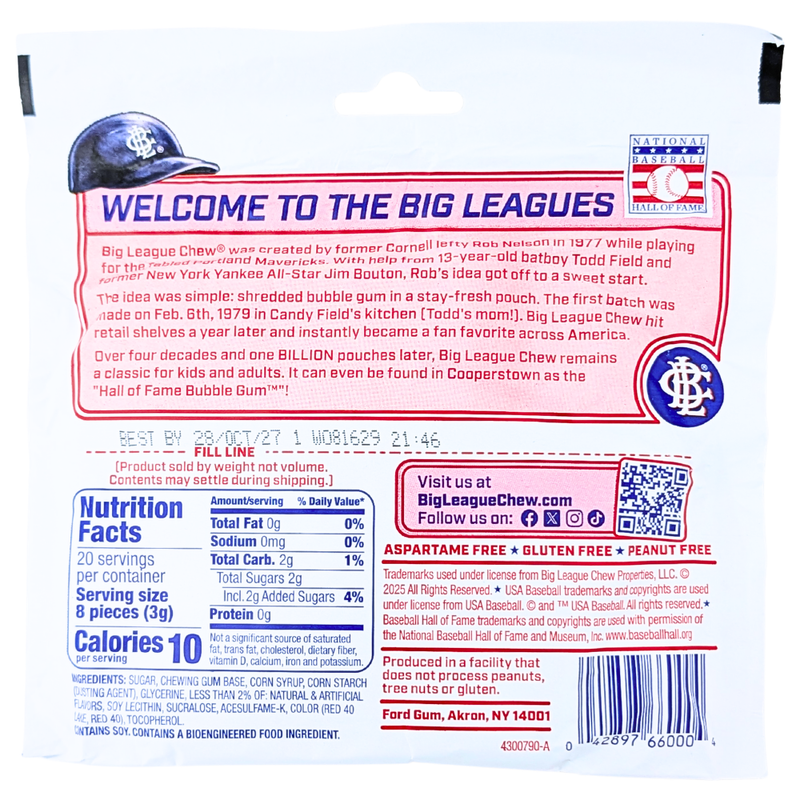Big League Chew Bubble Gum - Outta Here Original 60g