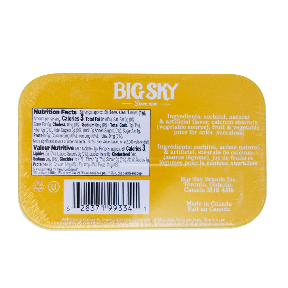 Big Sky Mints Kettle Corn - 50g  Nutrition Facts Ingredients
