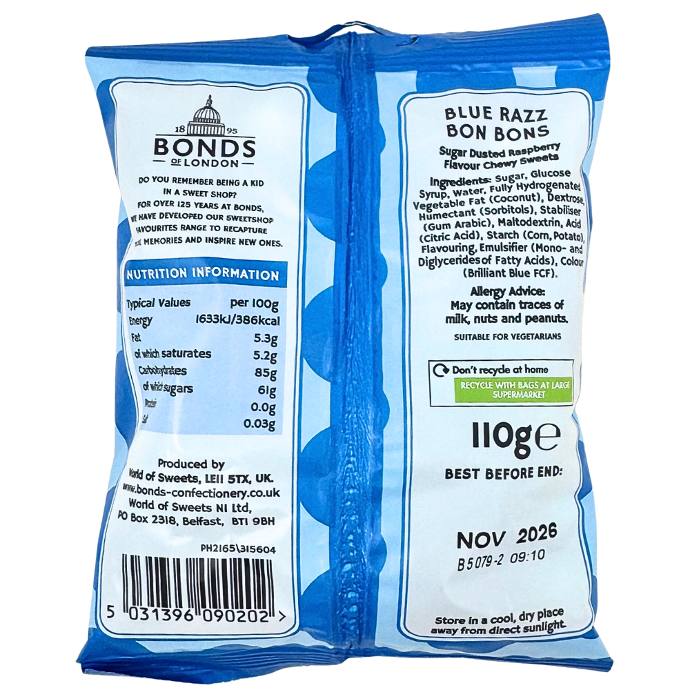 Bonds Blue Raspberry Bon Bons (UK) - 110g
