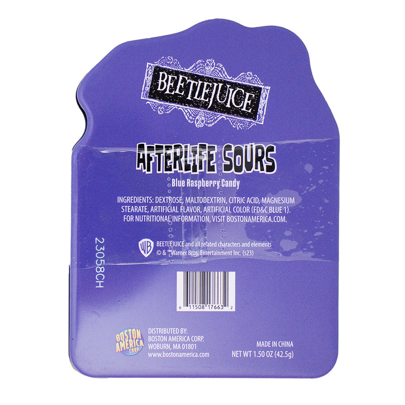 Boston America Beetlejuice Afterlife Sours - 1.5oz Nutrition Facts Ingredients Blue Raspberry  Sour Candy  Lydia Deetz