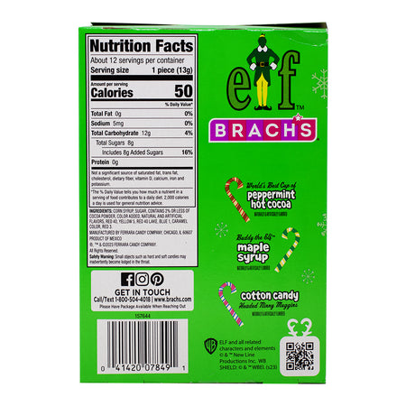Elf Candy Canes 12ct - 5.3oz Nutrition Facts Ingredients