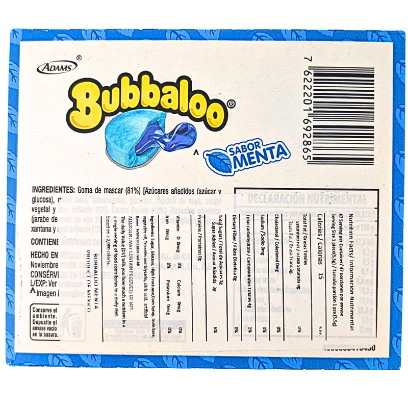 Bubbaloo Liquid Filled Bubblegum Mint - 47ct