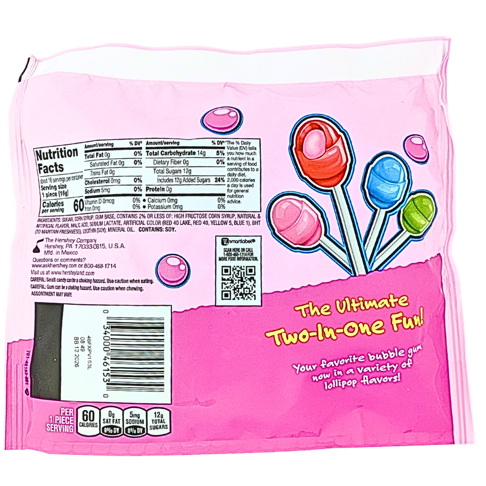 Bubble Yum Bubble Gum Filled Lollipops - 8.8oz