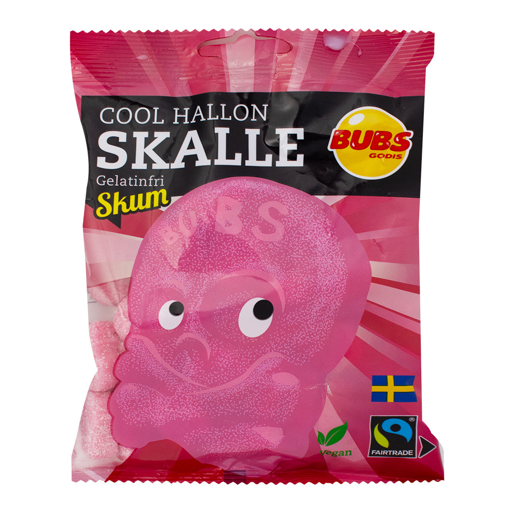 Bubs Cool Raspberry Foam Skulls - 90g - Bubs Candy - Swedish Candy