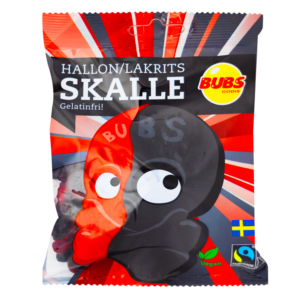 Bubs Raspberry Licorice Skulls (Sweden) - 90g - Bubs Candy