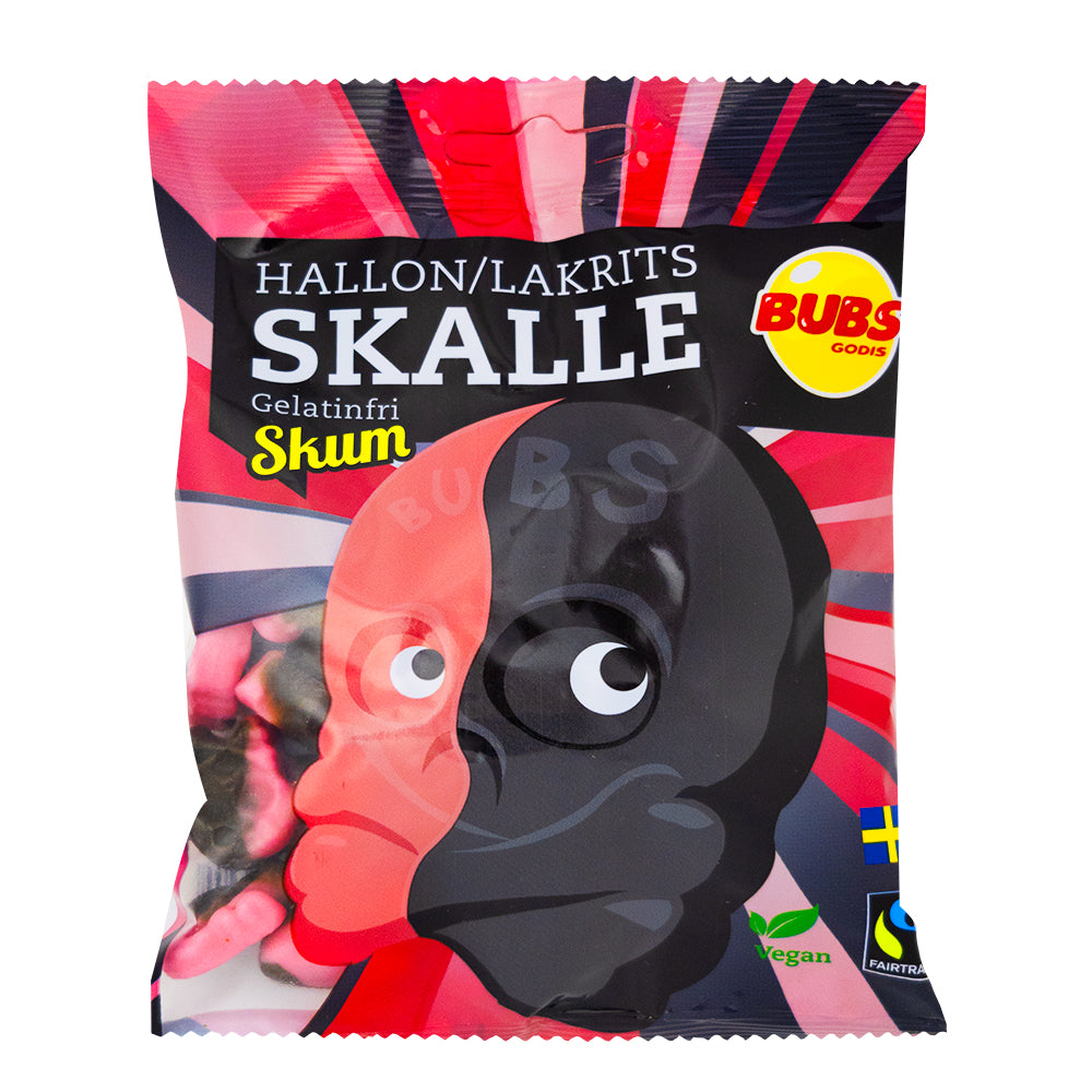 Bubs Raspberry Licorice Foam Skulls (Sweden) - 90g