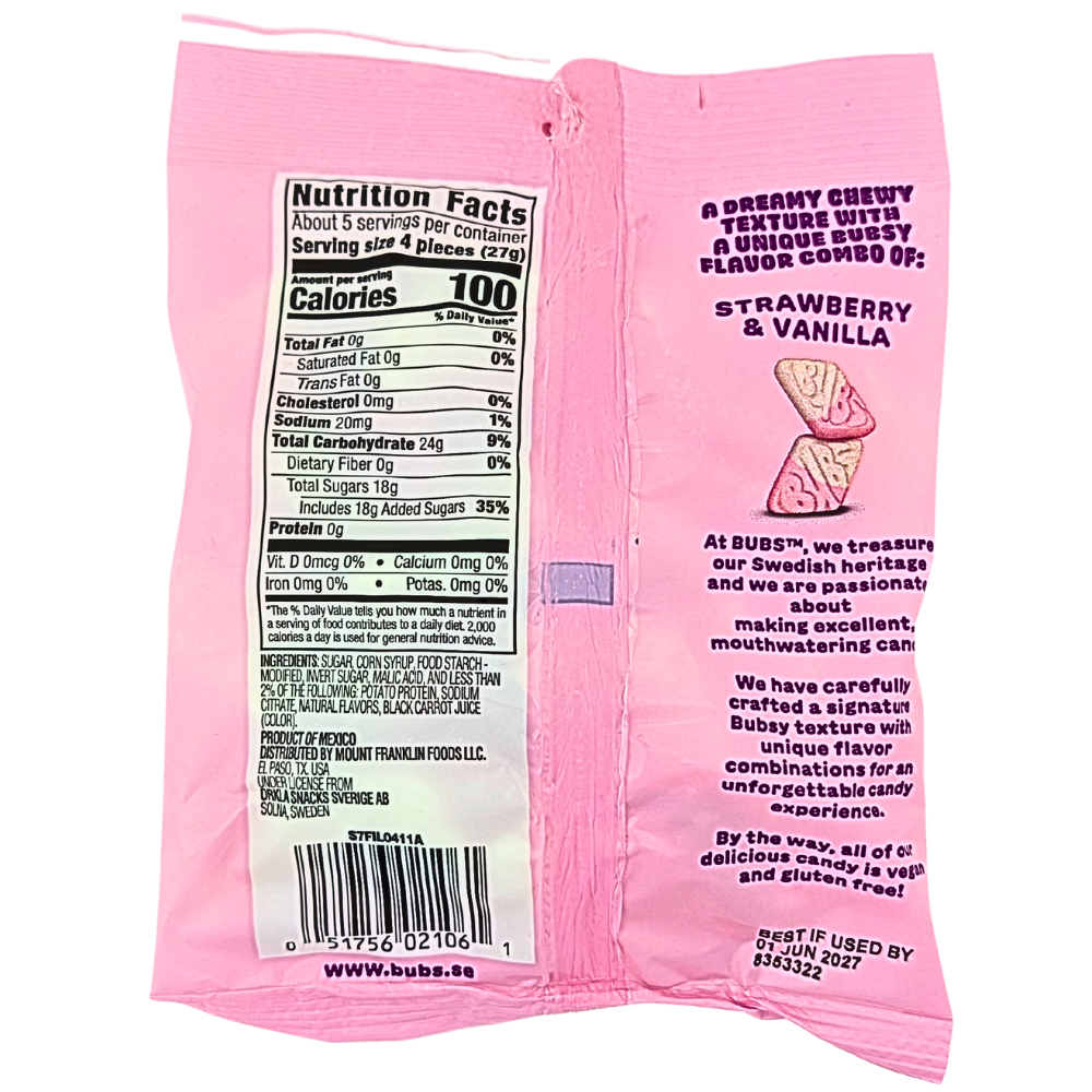 Bubs Sour Diamond Strawberry & Vanilla - 5.5oz