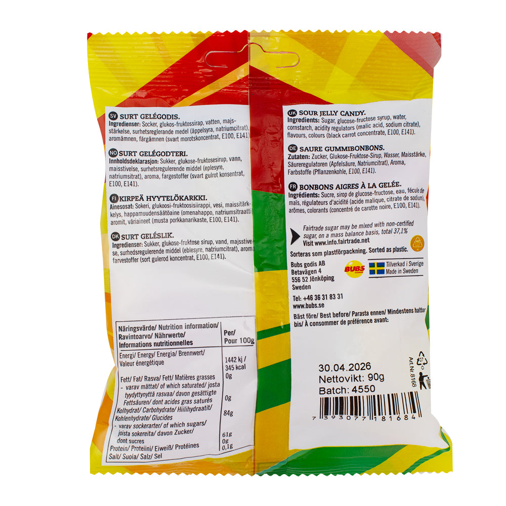 Bubs Sour Skulls - 90g - Bubs Candy - Swedish Candy  Nutrition Facts Ingredients