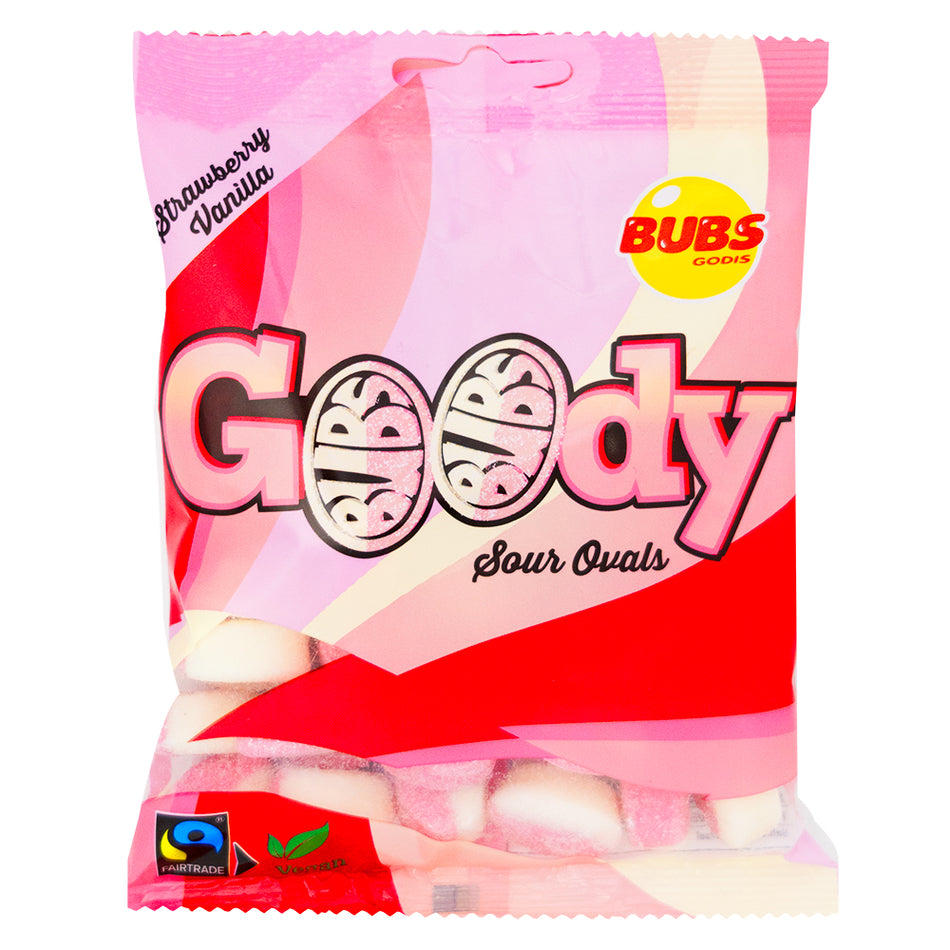 Bubs Goody Strawberry & Vanilla Sour Ovals (Sweden) - 90g - Bubs Candy